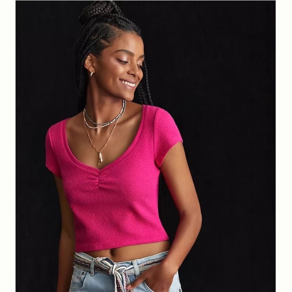 Anthropologie Scoop Neck Baby Tee XS